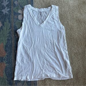 Madewell White 100% Cotton V-Neck Tank Top